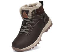 Mishansha Chaussures d'hiver pour enfant garçon avec doublure chaude Bottes de neige Taille 24-36, Marron classique, 33 EU