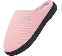 Mishansha Pantoufles de Maison pour Homme Femme Doublure Chaude Confortable Chaussons en Coton Mixte Mousse à Mémoire Slippers Intérieur Extérieur, Rose 42/43