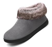 Mishansha Pantoufles D'extérieur pour Femme Mocassin Chaudes Pantoufles en Daim Moelleuses Antidérapante Chaussons Laine Doublure Ultra-léger Chaussons de Suèdes, Gris 39