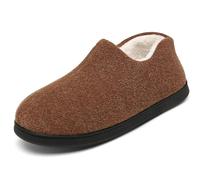 Mishansha Pantoufles D'extérieur pour Homme Mocassin Chaudes Pantoufles en Daim Moelleuses Antidérapante Chaussons Laine Doublure Ultra-léger Chaussons de Suèdes, Marron, Taille 45