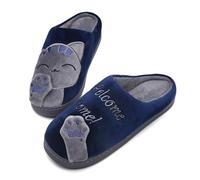 Mishansha Pantoufles Hiver Homme Peluche Chaudes Chaussons Coton Doublure Accueil Antidérapante Intérieure Slippers Bleu 41/42 EU(Taille du Fabricant 42/43)