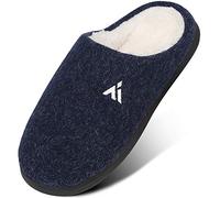 Mishansha Pantoufles Hiver pour Homme Pantoufles Intérieur Anti Slip Chaussons Chaudes pour la Maison Femmes Pantoufles Mousse Mémoire Chaussons Doublure, Bleu Foncé 43