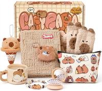 Mishopy Capybara Peluche Cadeau Set, Capybara Papeterie Carnet Trousse à Crayons Capybaras Kawaii Tasse Porte-Clés Fournitures Scolaires Peluches Jouet Anniversaire Noël Fêtes Cadeaux pour Enfants