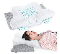 Misiki Oreiller cervical en mousse à mémoire de forme, oreiller orthopédique pour douleurs cervicales, oreiller ergonomique pour les personnes dormant sur le côté, le dos et le ventre