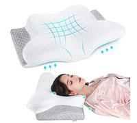 Misiki Oreiller cervical en mousse à mémoire de forme, oreiller orthopédique pour douleurs cervicales, oreiller ergonomique pour les personnes dormant sur le côté, le dos et le ventre