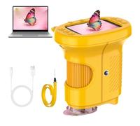 Misilmp Microscope pour Enfants, Zoom 1000X Microscope Numérique USB avec écran IPS de 2.4", Mini Caméra de Poche Portable avec 8 LED pour Enfants Plus de 3 Ans, Anniversaire, Noël (Orange)