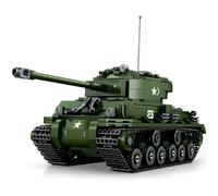 MISINI 77030 M4A3E8 Blocs de Construction de Char Moyen Sherman, 836 pièces modèle de Char Militaire de la Seconde Guerre Mondiale, adapté à la Collection pour Adultes, Licence World of Tanks