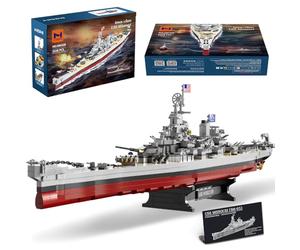 MISINI M6320 Military Series WWII Battleship Clamping Building Blocks Technology, 2228 pièces USS Missouri Battleship, grand ensemble de construction cadeau MOC pour adultes (Iowa)