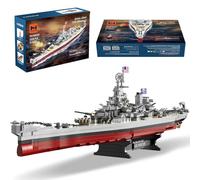 MISINI M6320 Military Series WWII Battleship Clamping Building Blocks Technology, Maquette Militaire, 2228 pièces USS Missouri Battleship, grand ensemble de construction cadeau MOC pour adultes (Iowa)