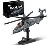 MISINI M8022 Ensemble de blocs de construction d'hélicoptère armé furtif 1:35 de l'armée américaine RAH-66, 1068 pièces, modèle d'avion militaire avec base, cadeau de collection pour adultes amateurs
