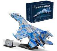 MISINI M8025 SU-27 Ensemble de blocs de construction Flanker, modèle d'avion militaire MOC avec support et plaque nominative, cadeau de chasse à collectionner pour les fans militaires et les amateurs