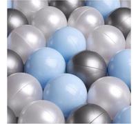 MISIOO Balles pour bain de balles 450 pièces - Balles pour bain de balles - Balles Ø 6 cm - Balles en plastique fabriquées en 100% LDPE - Jouets bébé - Bleu clair/perles/argenté