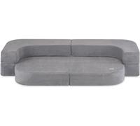 MISIOO Canapé de jeu pour enfants - Set de blocs de construction en mousse pour enfants 125 x 170 cm - Canapé polyvalent pour enfants en velours côtelé doux - Velours côtelé - Gris