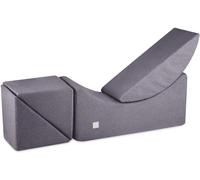 MISIOO Chaise longue 145x35x45cm - Canapé de jeu convivial pour enfants en matériaux de haute qualité - Mousse de construction pour enfants - Boucle - Gris