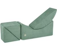 MISIOO Chaise longue 145x35x45cm - Canapé de jeu convivial pour enfants en matériaux de haute qualité - Mousse de construction pour enfants - Cordon - Vert
