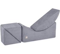 MISIOO Chaise longue 145x35x45cm - Canapé de jeu convivial pour enfants en matériaux de haute qualité - Mousse de construction pour enfants - Cordon - Gris