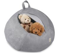 MISIOO Housse de pouf pour enfant - Rangement de jouets et pouf en un - Tissu velours côtelé lavable avec fermeture éclair - Organiseur pour chambre d'enfant - Gris