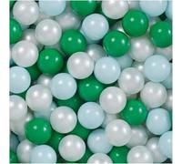 MISIOO Lot de 150 balles pour Piscine à balles - Diamètre : 6 cm - en Plastique 100% polyéthylène Basse densité - Vert/Perle/Menthe