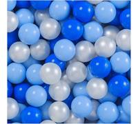 MISIOO Lot de 300 balles pour Piscine à balles - Diamètre : 6 cm - Balles en Plastique 100% polyéthylène Basse densité - Bleu Clair/Perle/Bleu