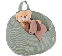 MISIOO Organiseur de peluches pour chambre d'enfant - Rangement de jouets et pouf en un - Taille S - Lavable avec fermeture éclair - Housse de pouf pour enfants - Vert