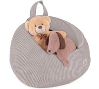 MISIOO Organiseur de peluches pour chambre d'enfant - Rangement de jouets et pouf en un - Taille S - Lavable avec fermeture éclair - Housse de pouf pour enfants - Beige