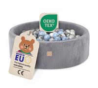 MISIOO Piscine à balles avec remplissage en mousse - 90x30cm - 200 balles pour piscine à balles - Balles de haute qualité pour piscine à balles pour enfants - Jouet sûr - Gris clair