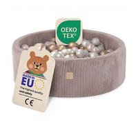 MISIOO Piscine à balles avec remplissage en mousse - 90x30cm - 200 balles pour piscine à balles - Balles de haute qualité pour piscine à balles pour enfants - Jouets sûrs - Beige