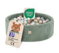 MISIOO Piscine à balles avec remplissage en mousse - 90x30cm - 200 balles pour piscine à balles - Balles de haute qualité pour piscine à balles pour enfants - Jouet sûr - Vert