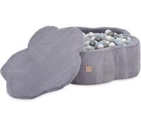 MISIOO Piscine à balles Fleur/Nuage pour bébés et enfants - 95x30cm - Tissu de haute qualité - Piscine à balles bébé dès 1 an - Tapis et 200 balles inclus - Gris