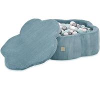 MISIOO Piscine à balles Fleur/Nuage pour bébés et enfants - 95x30cm - Tissu de haute qualité - Piscine à balles bébé dès 1 an - Tapis et 200 balles inclus - Bleu