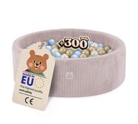 MISIOO Piscine à balles pour bébé, 90 x 30 cm, avec 300 balles, matériau de qualité supérieure, housse amovible, lavable à 30 °C, idéale pour les enfants de 1 à 3 ans, balles amusantes