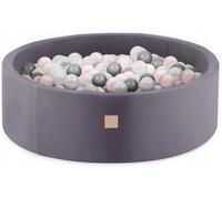 MISIOO Piscine à balles sympathique pour bébé dès 1 an - Piscine à balles ronde en velours pour bébé avec 300 balles - Parfait pour les enfants - 90x30cm - Gris : Argent/Perle/Rose