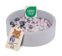 MISIOO Piscine sèche avec boules 90 x 30 cm - Parc pour la chambre de bébé - Gris clair : Rose clair/Pearl/Silver - 200 balles