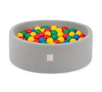 MISIOO Piscine Sèche Smart 90x30 cm Ronde pour bébés et Tout-Petits Gris Clair avec 200 balles colorées (Gris : Multicolore)