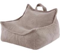 MISIOO Pouf Enfants - Grand Pouf - Big Bag pour Enfants - Matériel en velours côtelé - 77x67x50 cm - Tissu lavable - Poignée pour un transport facile - Beige
