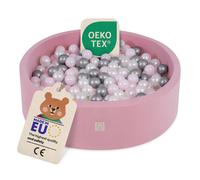 MISIOO Smart Piscine à balles 90 x 30 cm/200 balles - Piscine à balles enfants pour chambre de bébé - Balles pour piscine à balles - Jouets bébé - Rose : Rose clair/perles/argenté