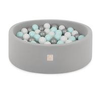 MISIOO Smart Piscine à balles - pour Chambre d'enfant - 200 balles - Jouet - Lavable en Machine - Certifié Öko-Tex - 90 x 30 cm - Gris Clair - Menthe/Argent/Blanc