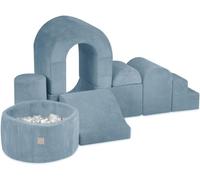 MISIOO Structure d'escalade Indoor & Piscine à balles Bébé avec 150 balles - Aire de jeux souple avec 8 blocs de construction en mousse Enfants - Cord - Bleu
