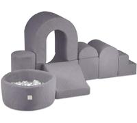 MISIOO Structure d'escalade Indoor & Piscine à balles Bébé avec 150 balles - Aire de jeux souple avec 8 blocs de construction en mousse Enfants - Boucle - Gris