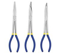 MISIQIMA 3 Pièces Pince à Bec, Pinces Mécaniques en Acier au Carbone, Pince a Bec Long pour aux Travaux de Réparation de Précision (Droites, Courber à 45 Degrés et 90 Degrés)