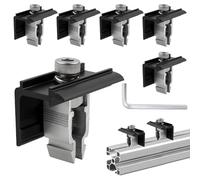 MISIQIMA 6 Pièces Fixation Panneau Solaire Latéral, Noirs Rail Panneau Solaire avec Clé Hexagonale pour Photovoltaïque Camping Car Toiture Mural Modulhöhe 30 mm - 40 mm