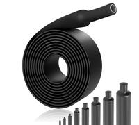 MISIQIMA 8 Pièces Gaine Retractable, 1.2M Gaine Thermo, Ø4|6|8|12|16|20|24|32 MM Gaines Thermorétractable, Rapport de Rétraction 4:1 Gaine Thermorétractable Etanche(noir)