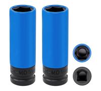 MISIQIMA Lot de 2 douilles de changement de roue à 17 pans CR-MO avec insert en plastique - Douille à choc 17 douilles - Entraînement 1/2"