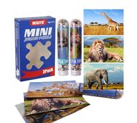 MISITU Lot de 3 mini puzzles de 150 pièces pour adultes, animaux, lion, éléphant, girafe, puzzle de voyage difficile, décoration de la maison, cadeau pour adultes