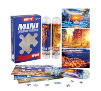 MISITU Lot de 3 mini puzzles de 150 pièces pour adultes - Coucher de soleil - Puzzle de voyage pour décoration de la maison