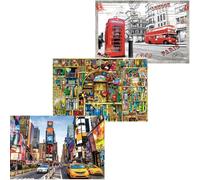 MISITU Lot de 3 Mini Puzzles de 150 pièces pour Adultes Micro Puzzle Difficile Paysage Puzzles