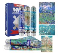 MISITU Lot de 4 mini puzzles de 150 pièces pour adultes - Fleurs - Peinture à l'huile - Puzzle de voyage - Décoration de la maison