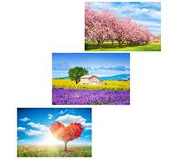 MISITU Mini Puzzle 150 pièces - Fleurs de Cerisier, Tournesol, Lavande - Puzzle pour Adultes Pack de 3