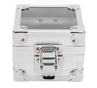 Miskall - boîte de rangement de forets à ongles, 25 trous, conception de serrure à clapet transparente, anti-poussière, conteneur de bureau (Silver)