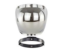 Miskall Bubble pour casque de moto, visière à bulles rétro avec lentille PC, pare-brise à 3 boutons-pression avec cadre argenté